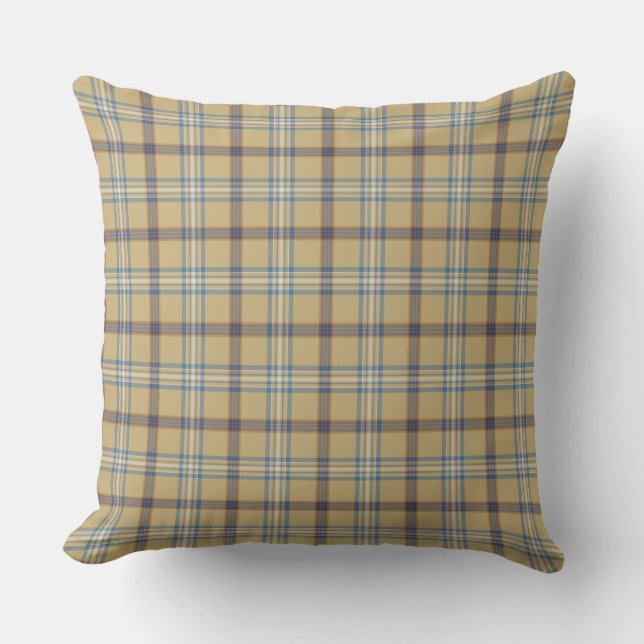 Coussin Tan and Wedgewood Blue Plaid (Recto)