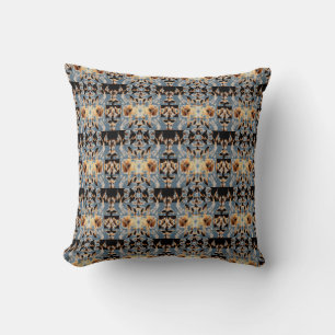 Coussin Tan Brown Beige Noir Bleu Carrelage d'art méditerr