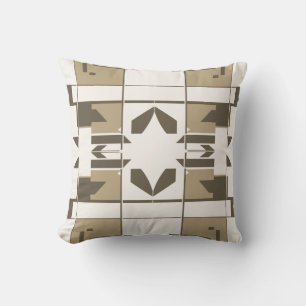 Coussin Tan Brown blanc cassé