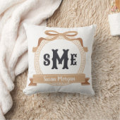 Coussin Tan Clé Grecque Monogramme à Nœud (Couverture)