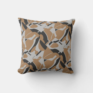 Coussin Tan foncé gris noir Diagonal Art Imprimer