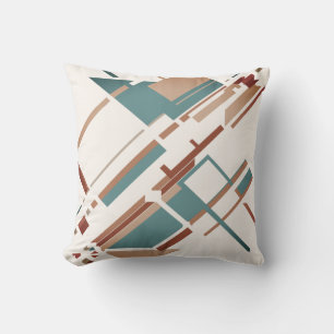 Coussin Tan gris-vert rouille blanc cassé Diagonale Abstra