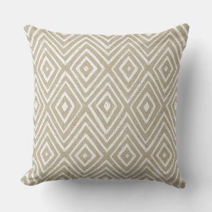 Coussin Tan neutre et diamant blanc Chevron géométrique