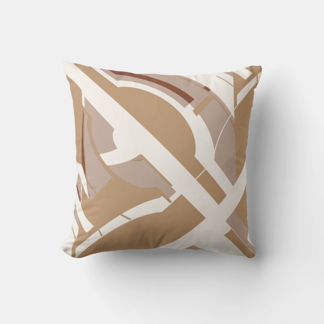 Coussin Tan Taupe Blanc Téméraire Design Diagonal Inspiré  (Recto)