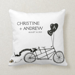 Coussin Tandem Bicycle Romantique Décontracté Mariage cade
