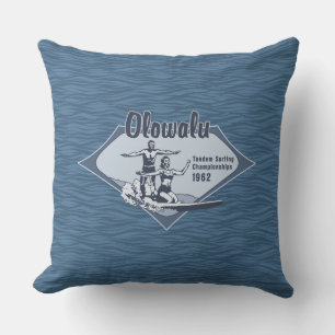 Coussin Tandem Surfing Design de Surf Vintage Hawaïen
