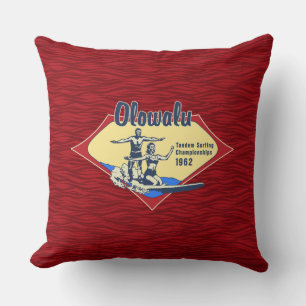 Coussin Tandem Surfing Design de Surf Vintage Hawaïen