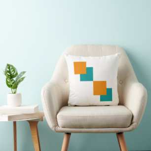 Coussin Tangarine et carrés minimaux de sarcelle