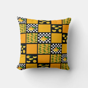 Coussin Tangerine et Patchwork à carreaux