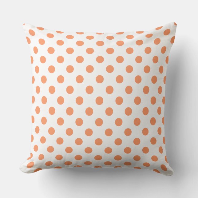 Coussin Tangerine Orange Points de Polka Cercles (Recto)