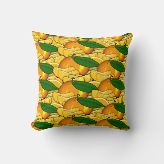Coussin Tangerine un Motif d'été (Recto)