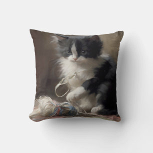 Coussin Tangup Dans Fun Black and White Kitten