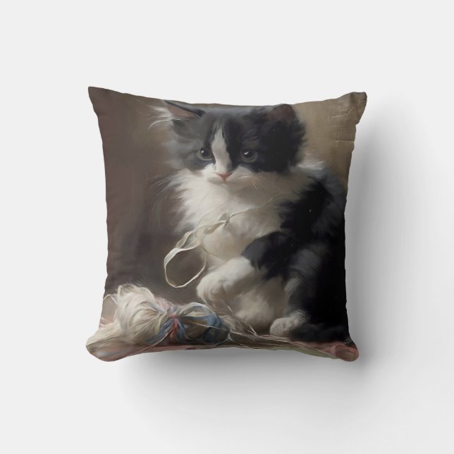 Coussin Tangup Dans Fun Black and White Kitten (Recto)