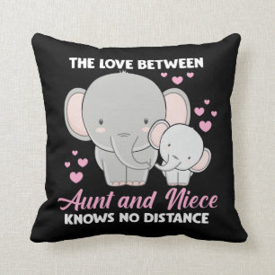 Coussin Tante et nièce Love Tante Famille Elephant Hearts