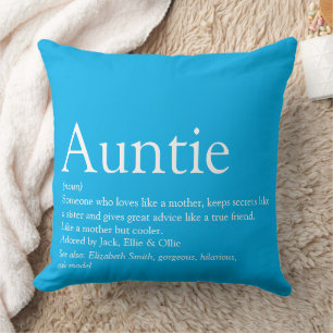 Coussin Tante la Meilleure du Monde Définition Bleu Ciel