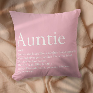 Coussin Tante la meilleure du monde, définition tante rose