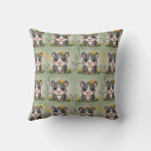 Coussin Tapir imprimé floral jaune (Verso)