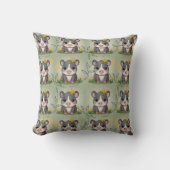 Coussin Tapir imprimé floral jaune (Recto)