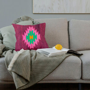 Coussin Tapis Kilim Turc Ancien Tissé à la Main Couleur Ba