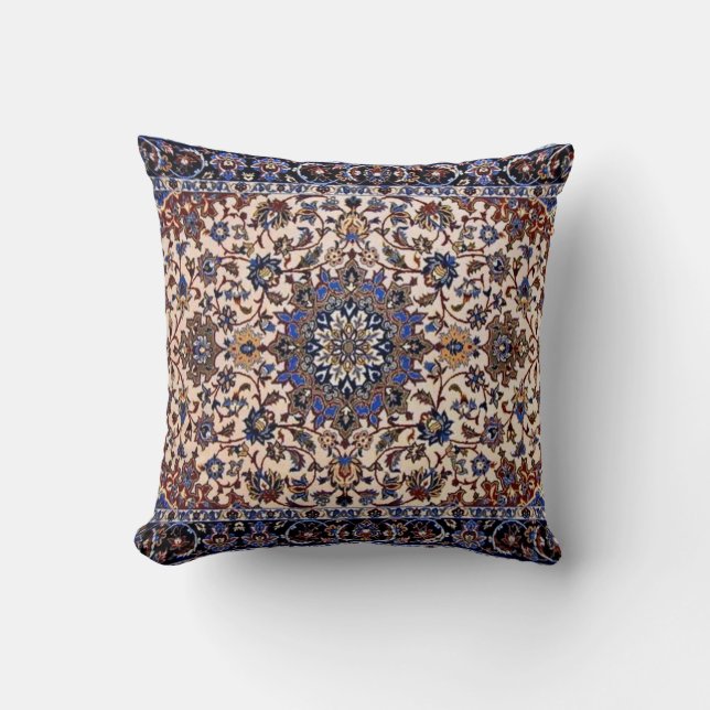 Coussin Tapis Oriental Perse Turc Bleu (Recto)