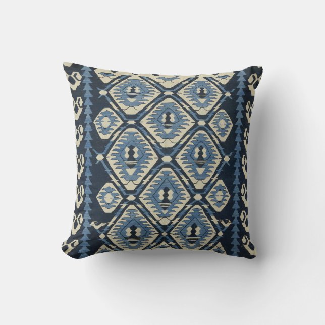 Coussin Tapis persan turc oriental bleu (Recto)