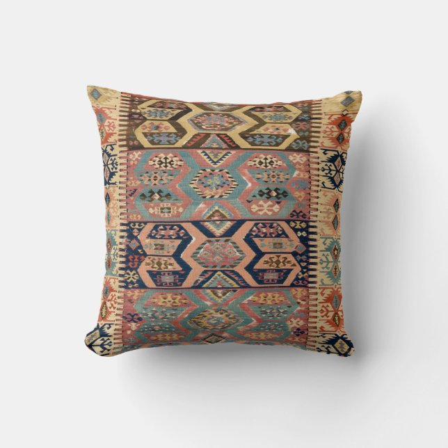 Coussin Tapis turc antique kilim (Recto)