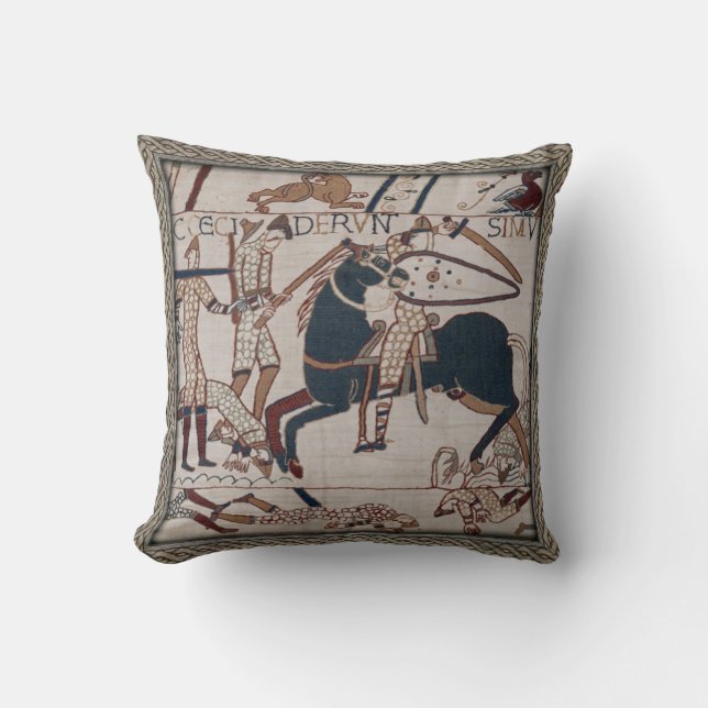 Coussin Tapisserie Bayeux Scène de bataille Jeu d'oreiller (Recto)