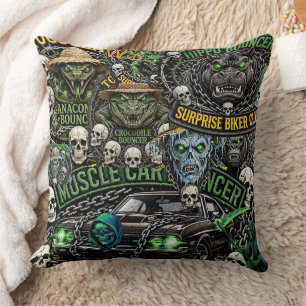 Coussin Tapisserie Club Bouncer Muscle Car Collage Bik