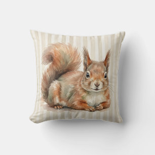 Coussin Tapisserie de faune à l'aquarelle Écureuil roux