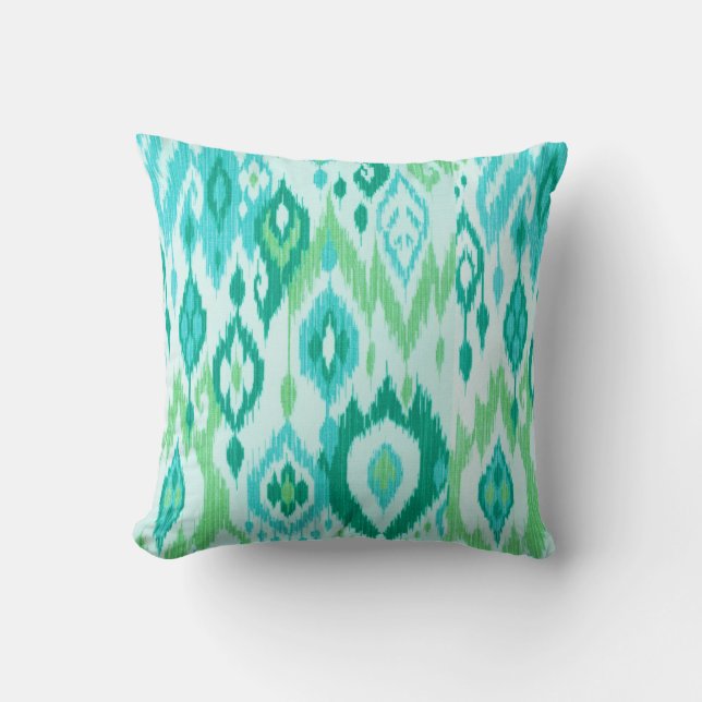 Coussin Tapisserie de la tribu Ikat Boho Chic turquoise aq (Recto)