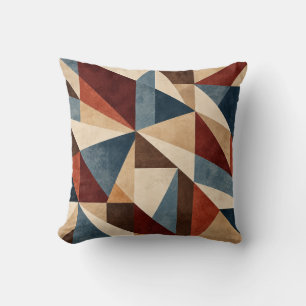 Coussin Tapisserie géométrique abstraite bleu rouille du m