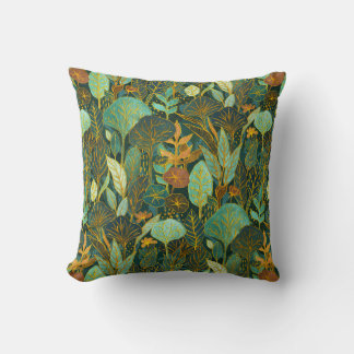 Coussin Tapisserie Jardin Naïf en vert et bleu