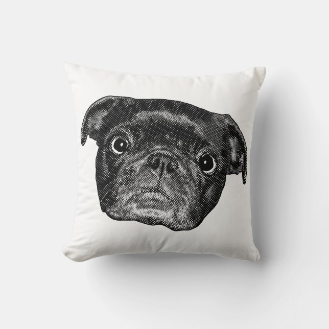 Coussin Tapisserie Pug Smiles Dot (Recto)