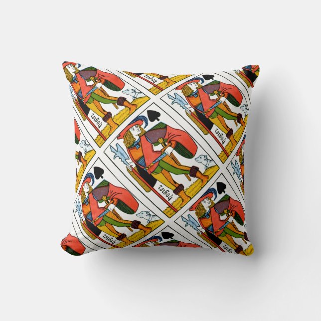 Coussin Tarot Jack de cartes de jeu de SpadesThrow PillowJ (Recto)