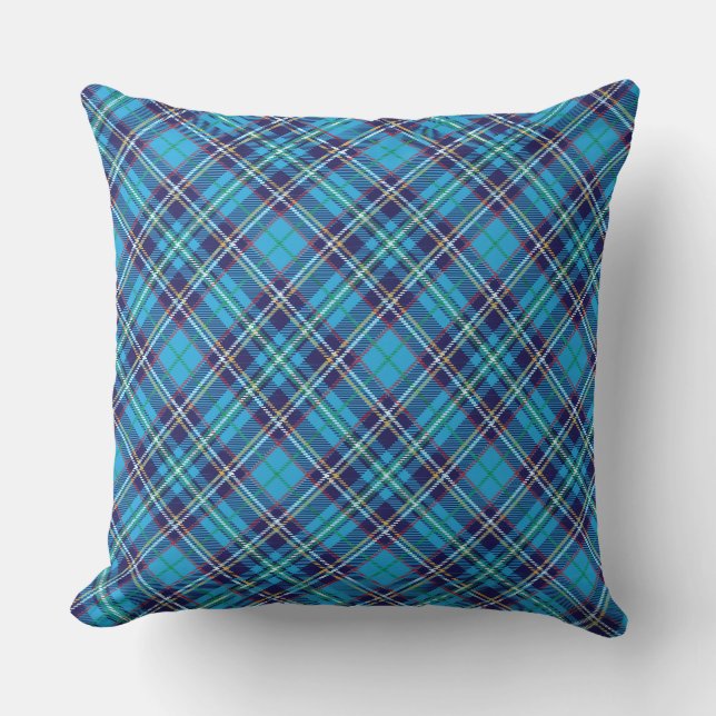 Coussin Tartan à carreaux bleus  (Recto)
