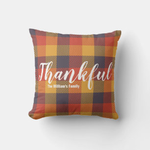 Coussin Tartan à carreaux orange automne rustique maison d
