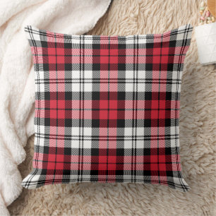 Coussin Tartan à carreaux rouge noir et blanc Noël gras