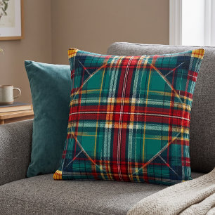 Coussin Tartan à carreaux vert et rouge classique