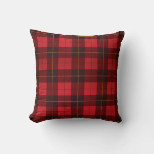 Coussin Tartan Clan Wallace Rouge Noir à carreaux