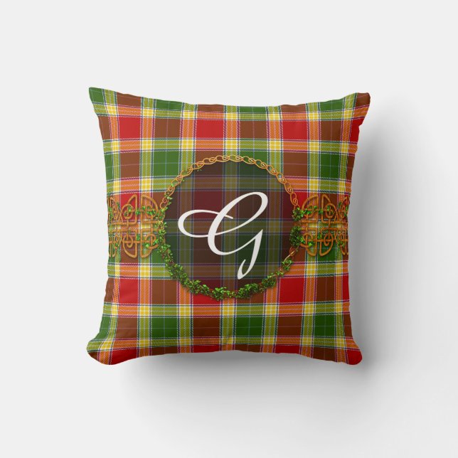 Coussin Tartan de Gibson de monogramme (Recto)