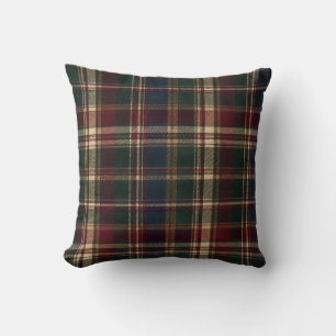 Coussin Tartan de la forêt vintage burgundy Plaid hérita