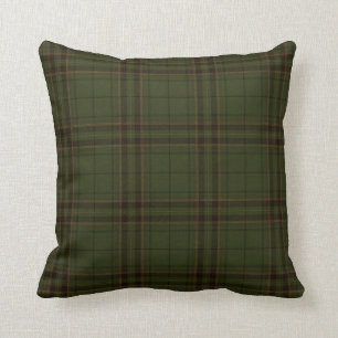 Coussin Tartan écossais Brown noir vert foncé