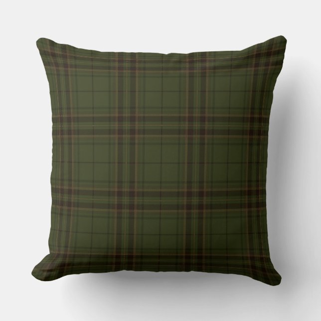 Coussin Tartan écossais Brown noir vert foncé (Recto)