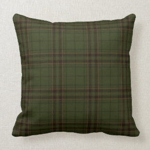 Coussin Tartan écossais Brown noir vert foncé