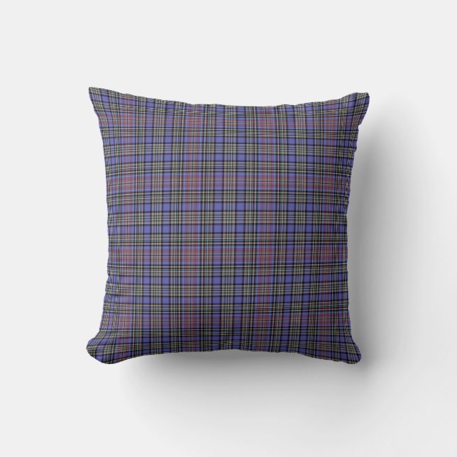 Coussin Tartan écossais Pâte, violets et tonneaux (Recto)