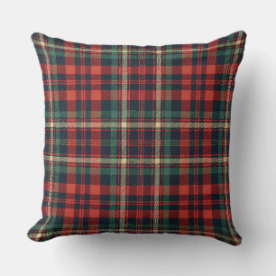 Coussin Tartan écossais traditionnel rouge et vert