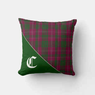 Coussin Tartan élégant Clan Crawford Plaid Monogramme
