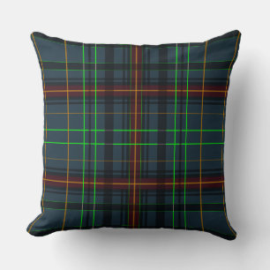 Coussin Tartan en bleu, orange, vert