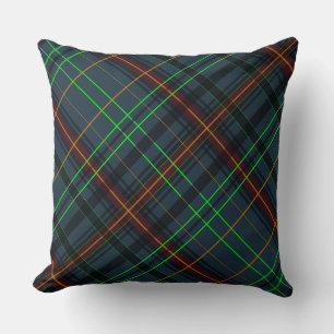 Coussin Tartan en bleu, orange, vert diag