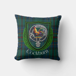 Coussin Tartan et blason du clan écossais Cockburn